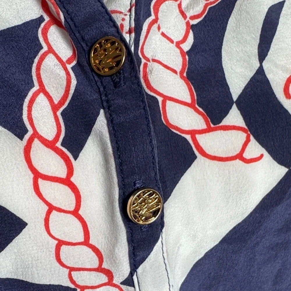 Lilly Pulitzer Navy and White Rope Print Blouse - Picture 7 of 15